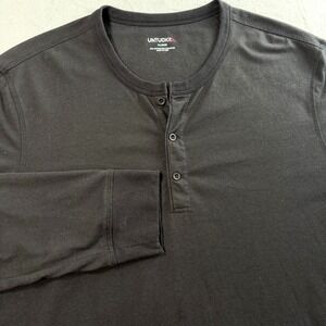 UNTUCKit Henley Shirt Men XL Black Long Sleeve Cotton Blend 3-Button Staple